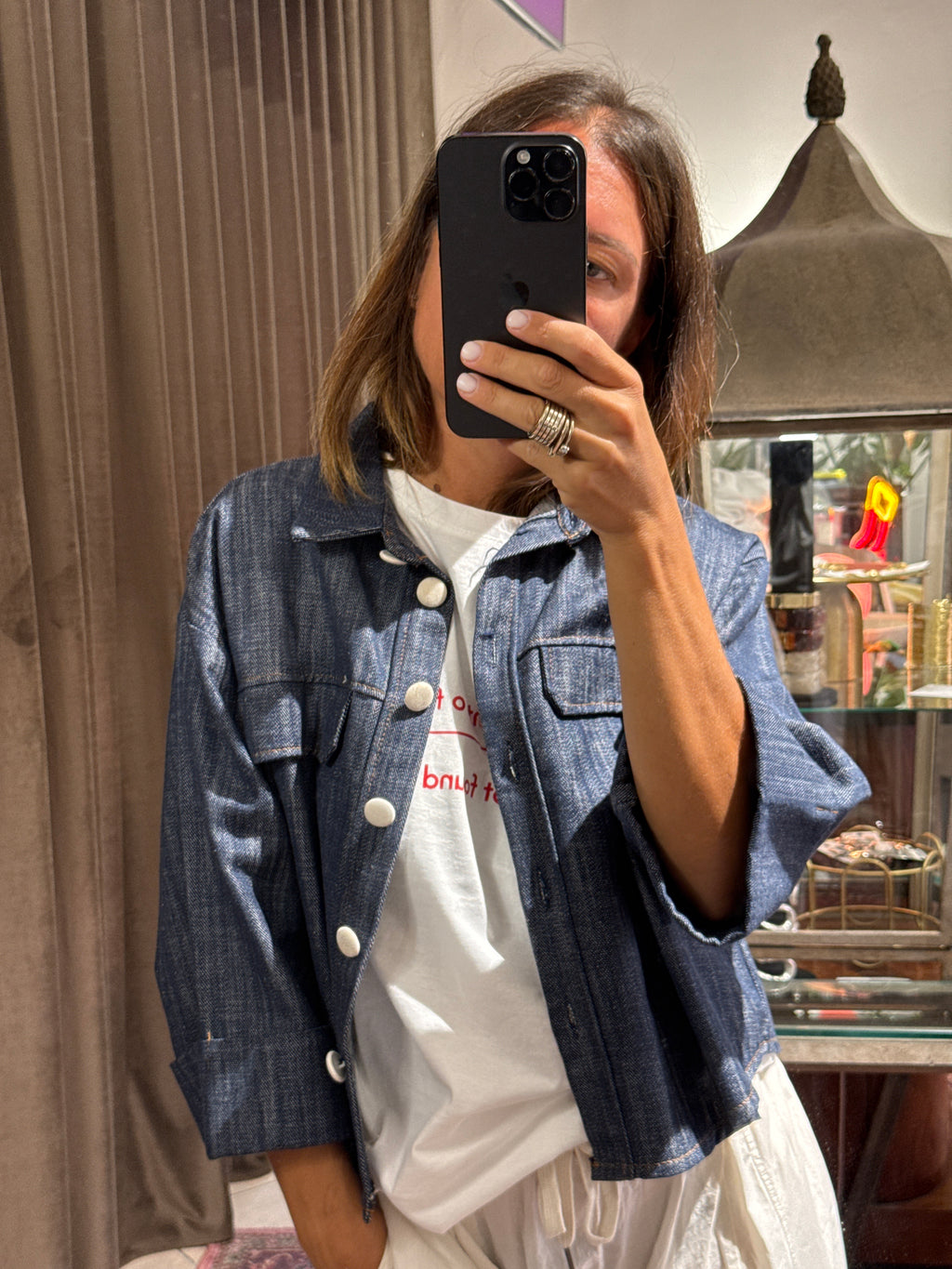 GIACCA CROPPED CHAMBRAY