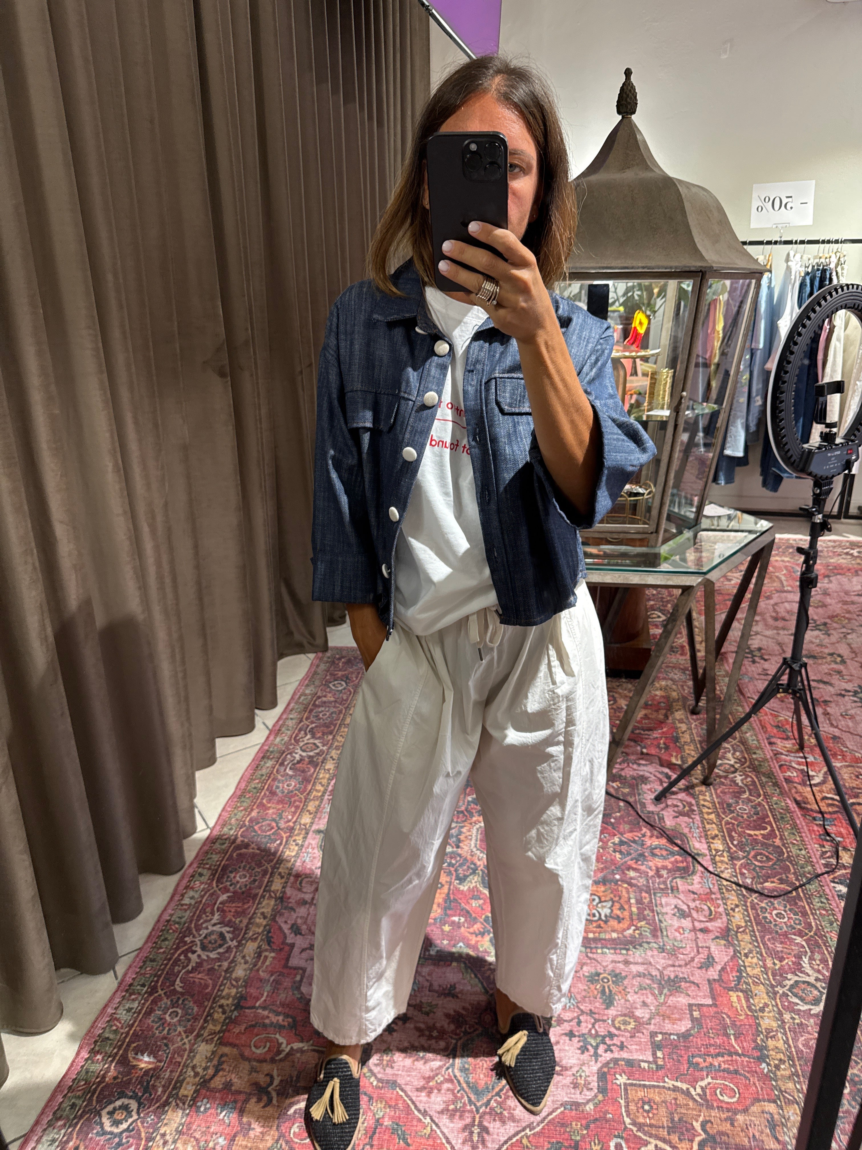 GIACCA CROPPED CHAMBRAY