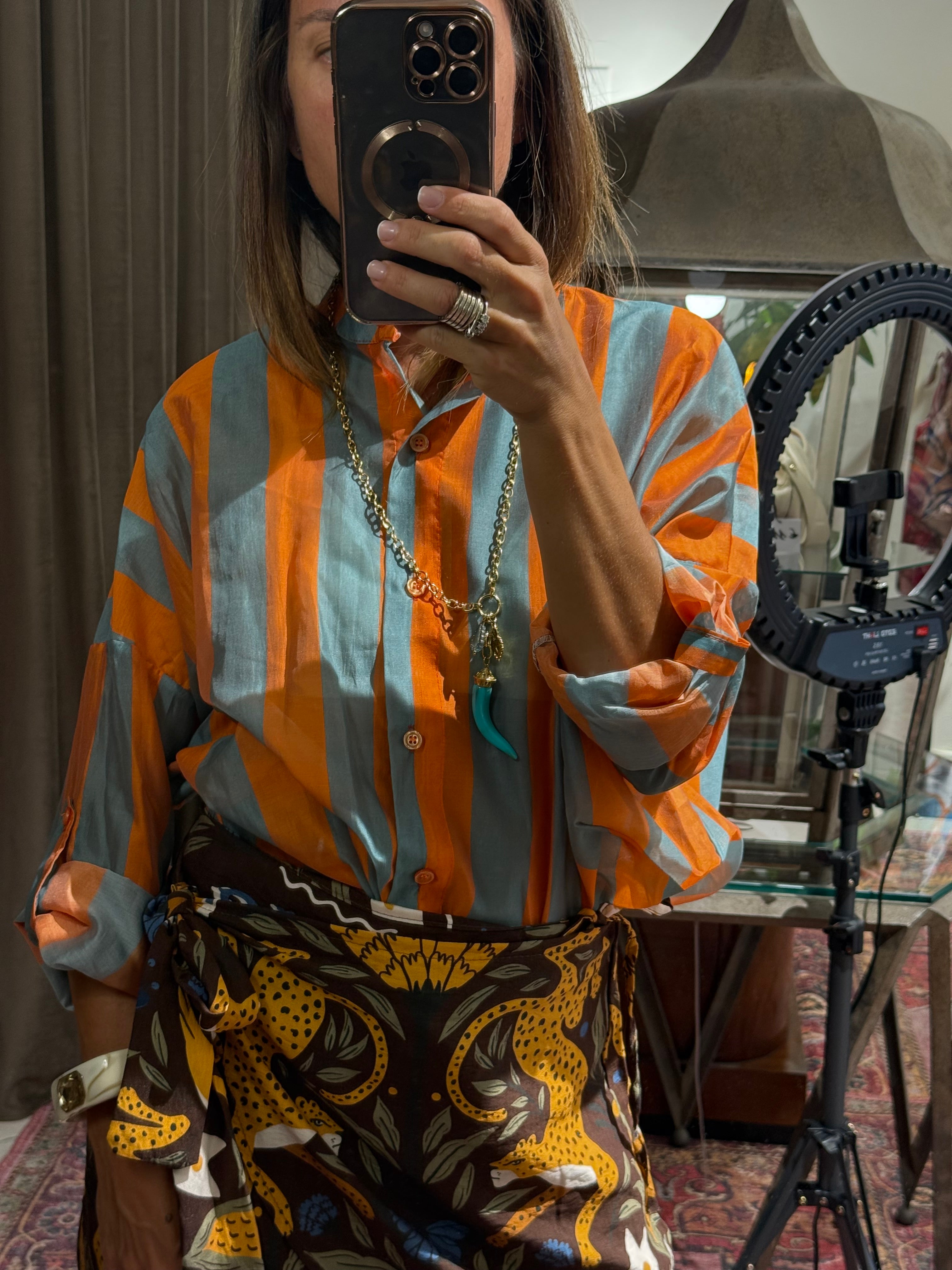 CAMICIA RIGHE IN TENCEL