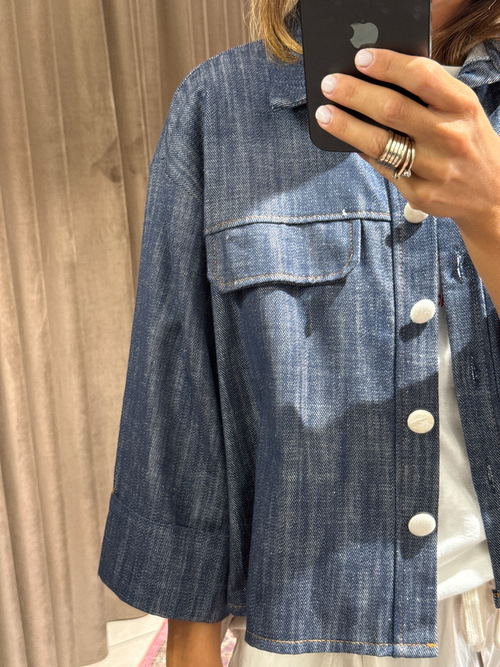 GIACCA CROPPED CHAMBRAY