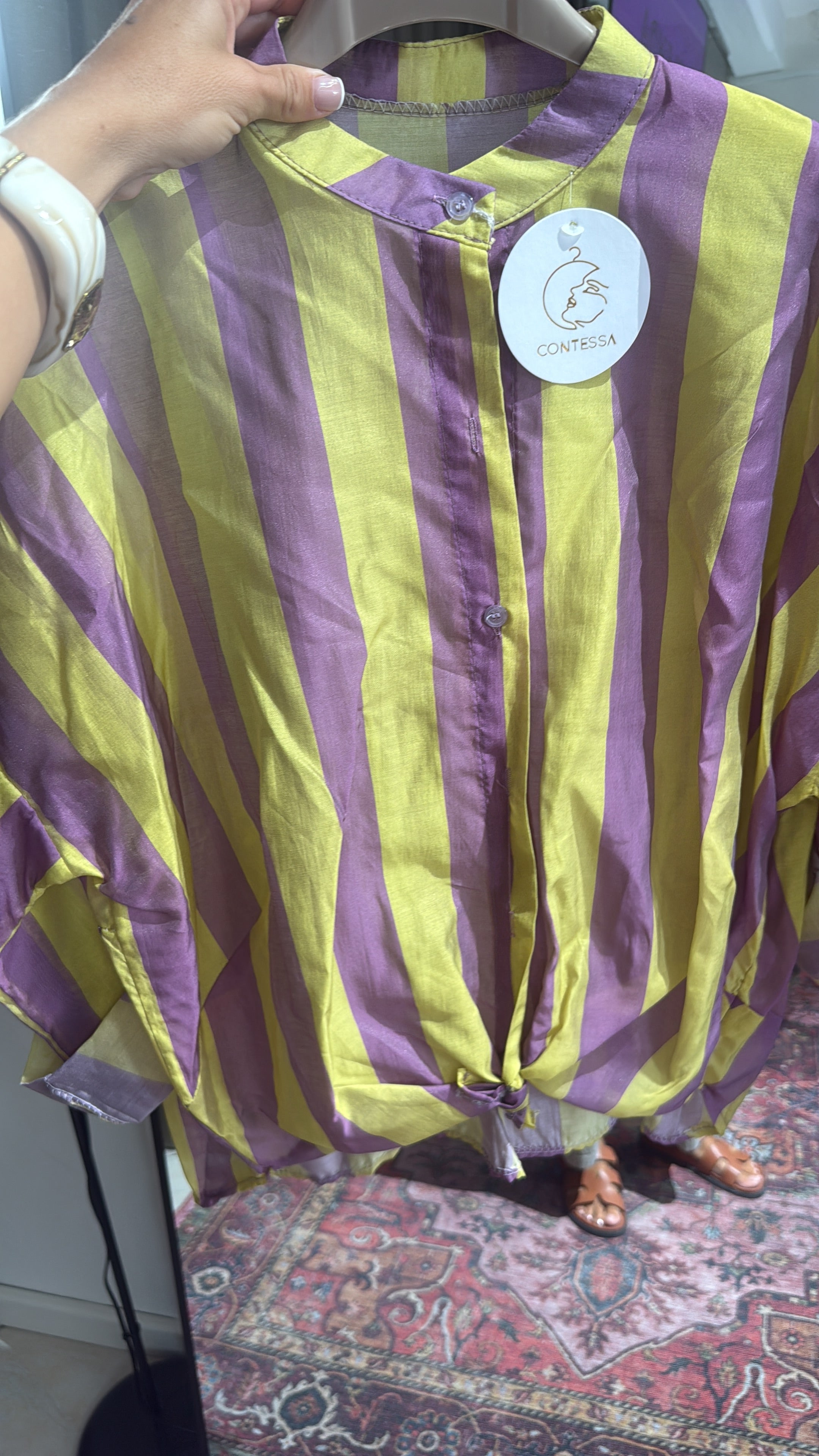 CAMICIA RIGHE IN TENCEL